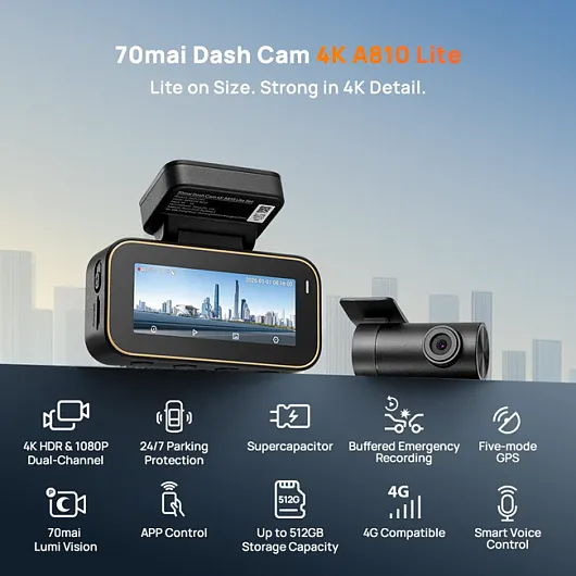 Видеорегистратор 70mai Dash Cam A810 Lite 4K SET